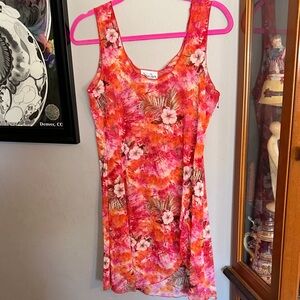 Dream dance Vintage  semi Sheer Pink and Orange Floral Dress
